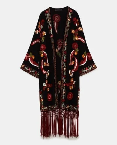 Zara Floral Fringe Kimono