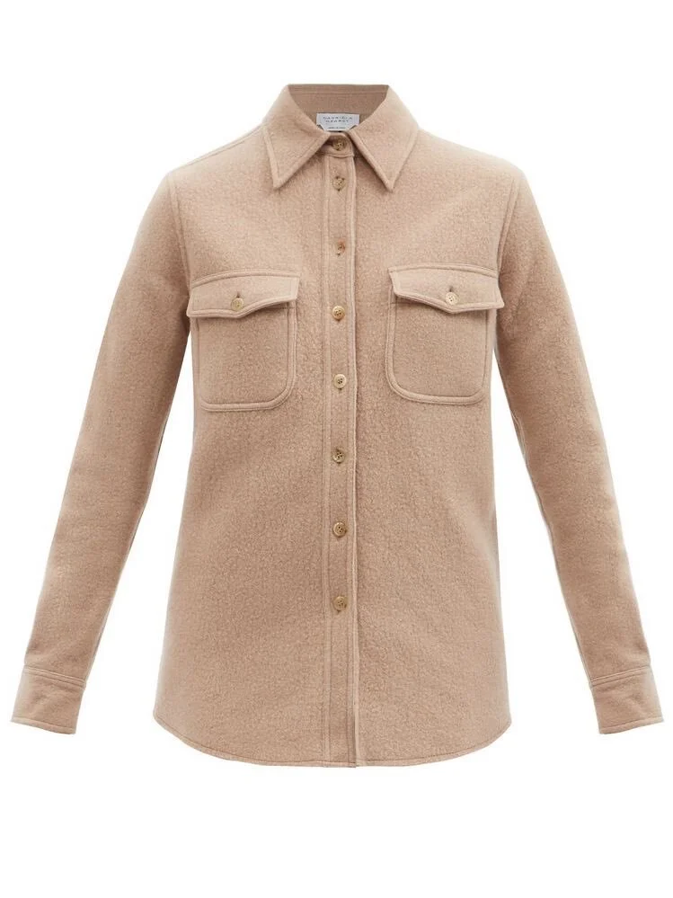 Gabriela Hearst John Austin Patch-Pocket Shirt in Pebble