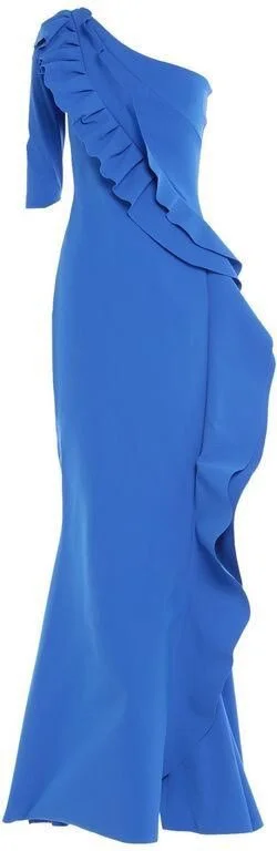 La Petite Robe di Chiara Boni Shala Cascade Ruffle Gown in Blue Klein