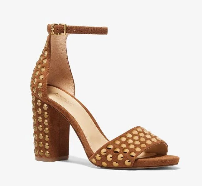 Michael Kors Leela Sandals in Brown Studded Suede