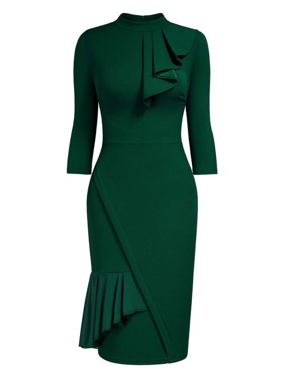 Miusol Ruffle Pencil Dress in Green — UFO No More
