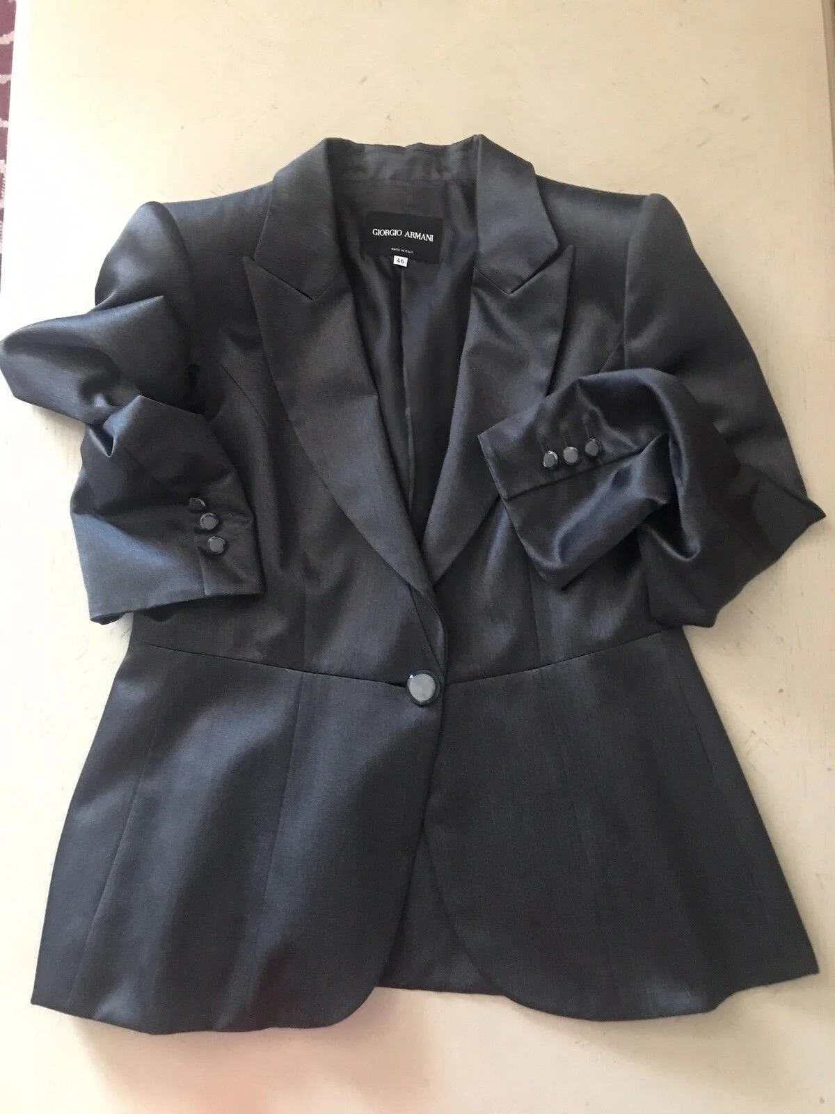 Giorgio Armani Seam Detail Single-Breasted Blazer in Dark Grey