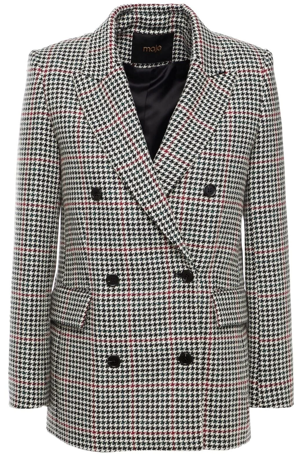 Maje Houndstooth Woven Blazer in Black