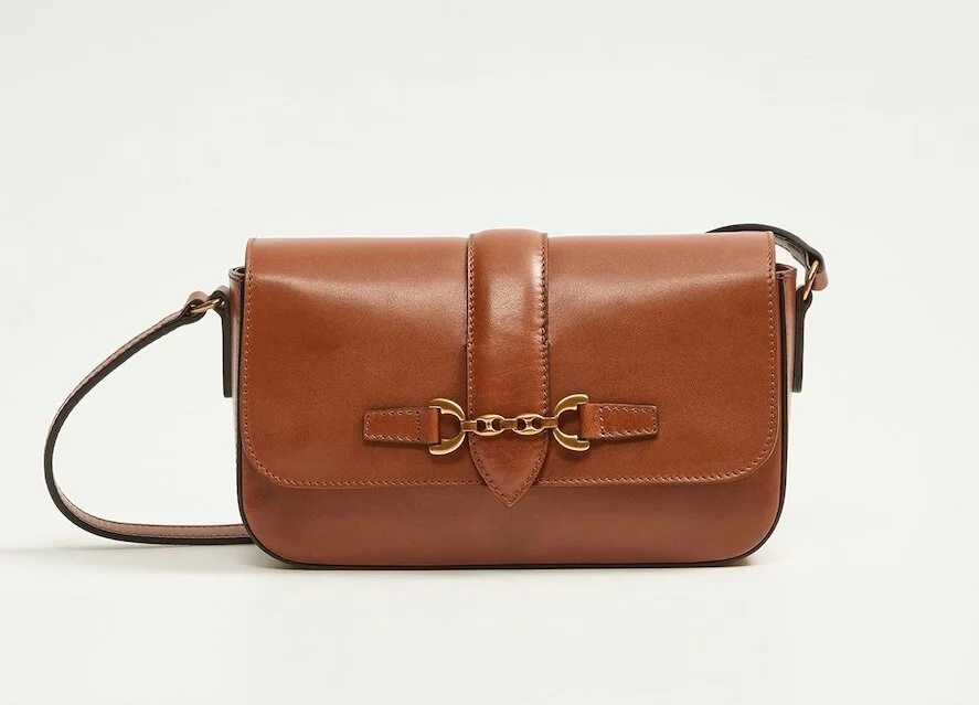 Mango Stirrup Leather Bag in Medium Brown
