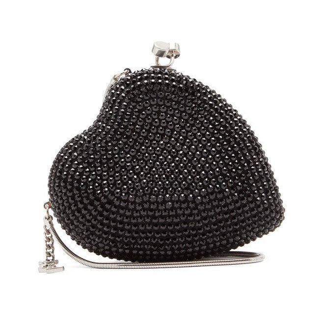 Saint Laurent Crystal-Embellished Heart Box Clutch in Black.jpg