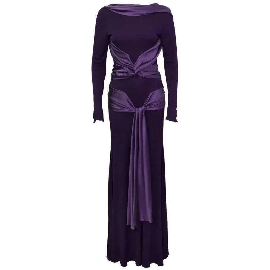 Alexander McQueen Satin and Jersey Gown in Purple