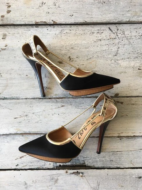 Lanvin Cut-Out Platform Pumps in Black/Snakeskin