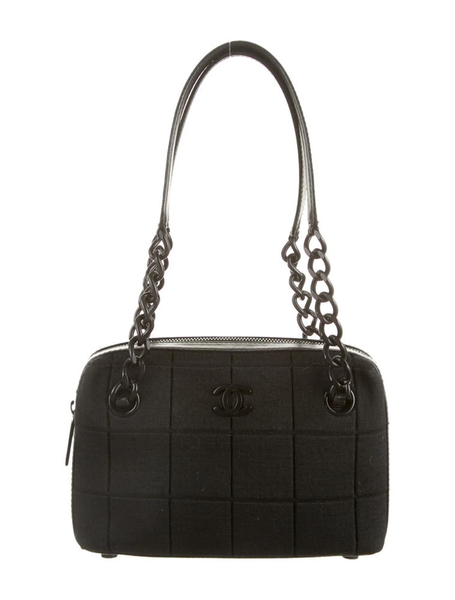 Chanel Canvas & Leather Handle Bag in Black