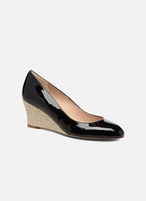 LK Bennett Eevi Espadrille Wedges in Black Patent Leather