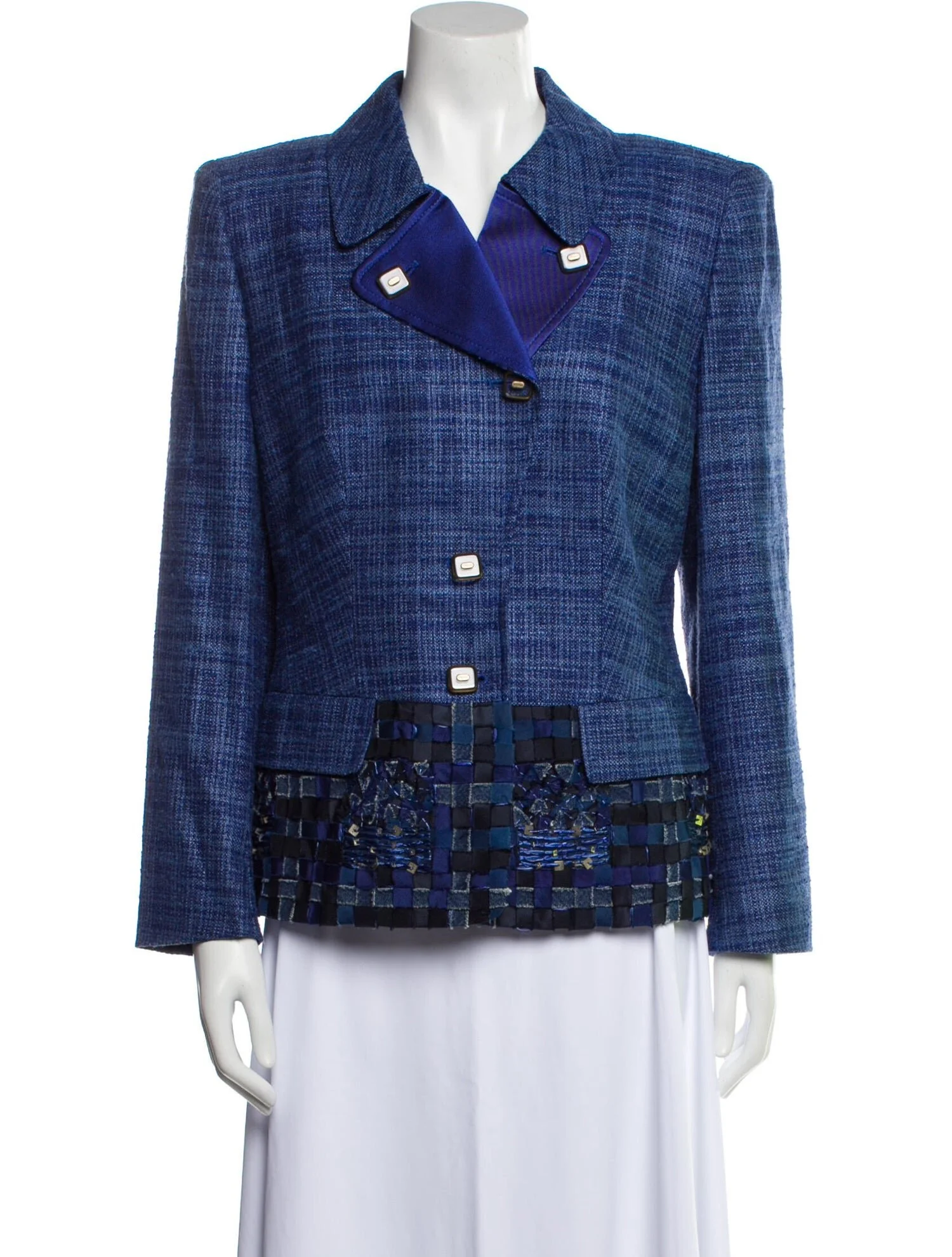 Escada Woven Ribbon Accents Jacket in Blue