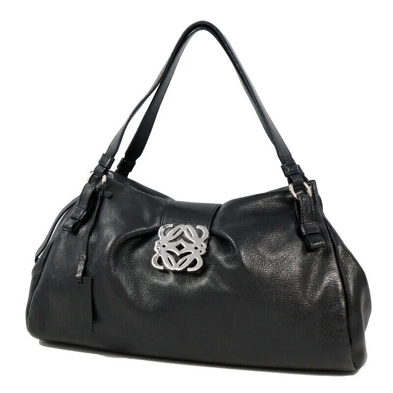 Loewe Anagram Plate Bag in Black Leather