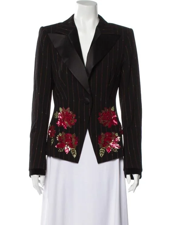 Escada Sequin Embellished Striped Blazer 