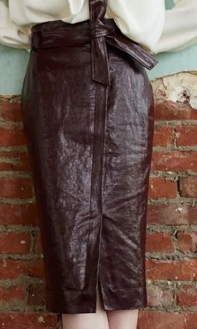 Natan Daisy Skirt in Brown Leather