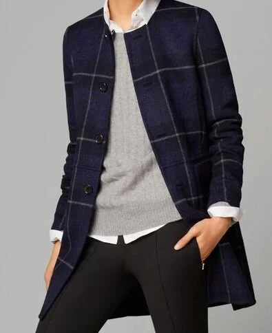 Massimo Dutti Reversible Coat in Navy