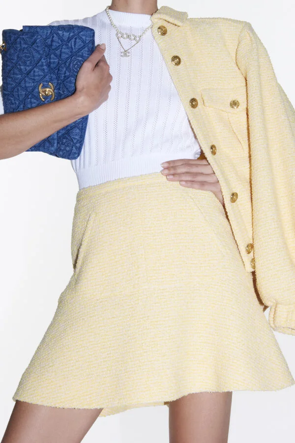 Chanel Short-Sleeve Wool Sweater in White.jpg