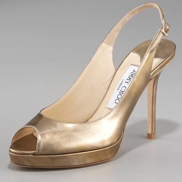 Jimmy Choo Nova Sandals in Gold Patent Leather