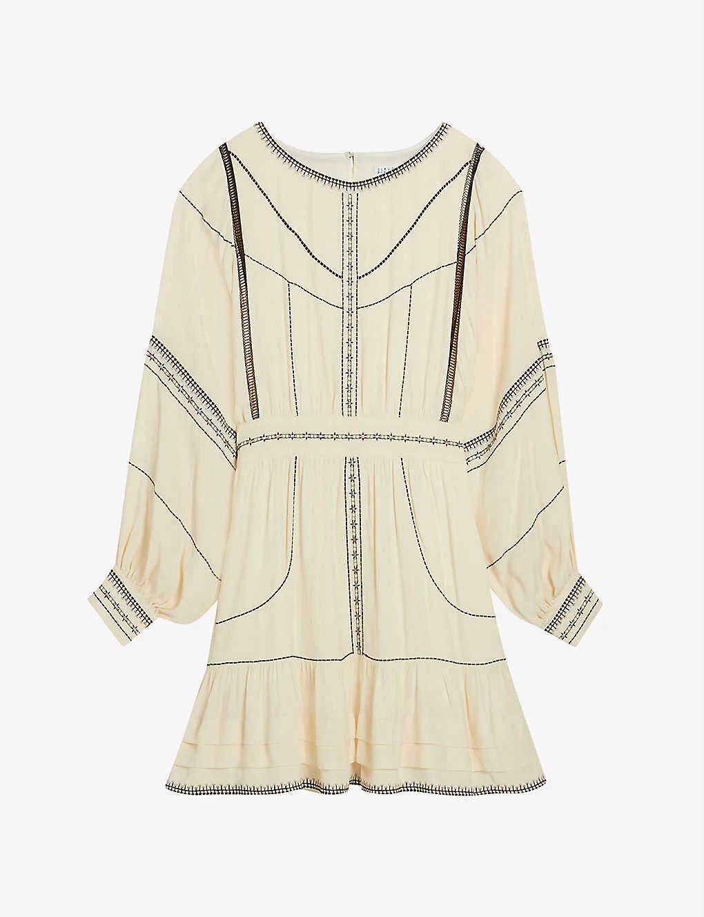 Claudie Pierlot Rayon Embroidered Woven Mini Dress