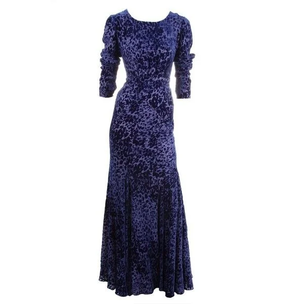 Oscar de la Renta Burnout Velvet Gown in Blue