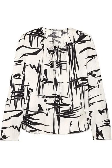 Balenciaga Printed Silk-Jacquard Blouse