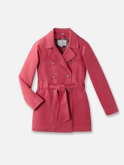 Jacadi Double-Breasted Trench Coat in Coral