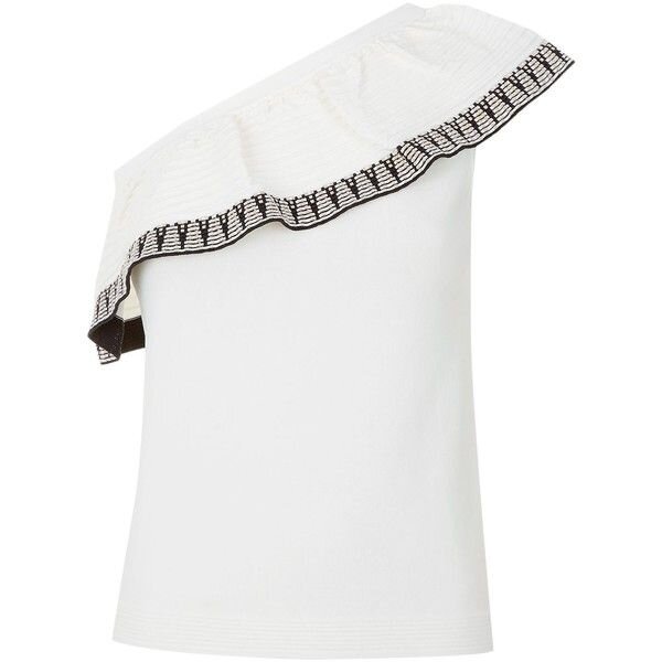 Maje Mashup One-Shoulder Knit Top in White.jpg