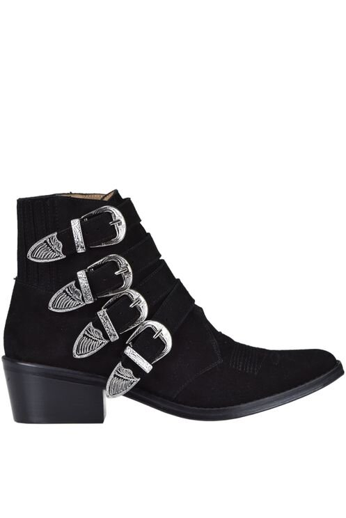 Toga Pulla Buckle Ankle Boots in Black Suede.jpg