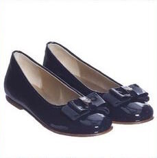 Armani Junior Bow Ballet Flats in Navy Patent Leather UFO No More