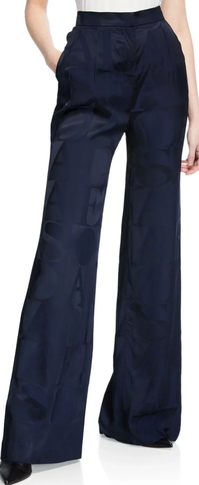 Escada Tibula Satin Logo Trousers in Blue