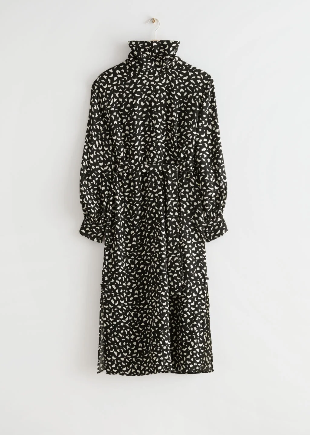 & Other Stories Belted Turtleneck Midi Dress in Black