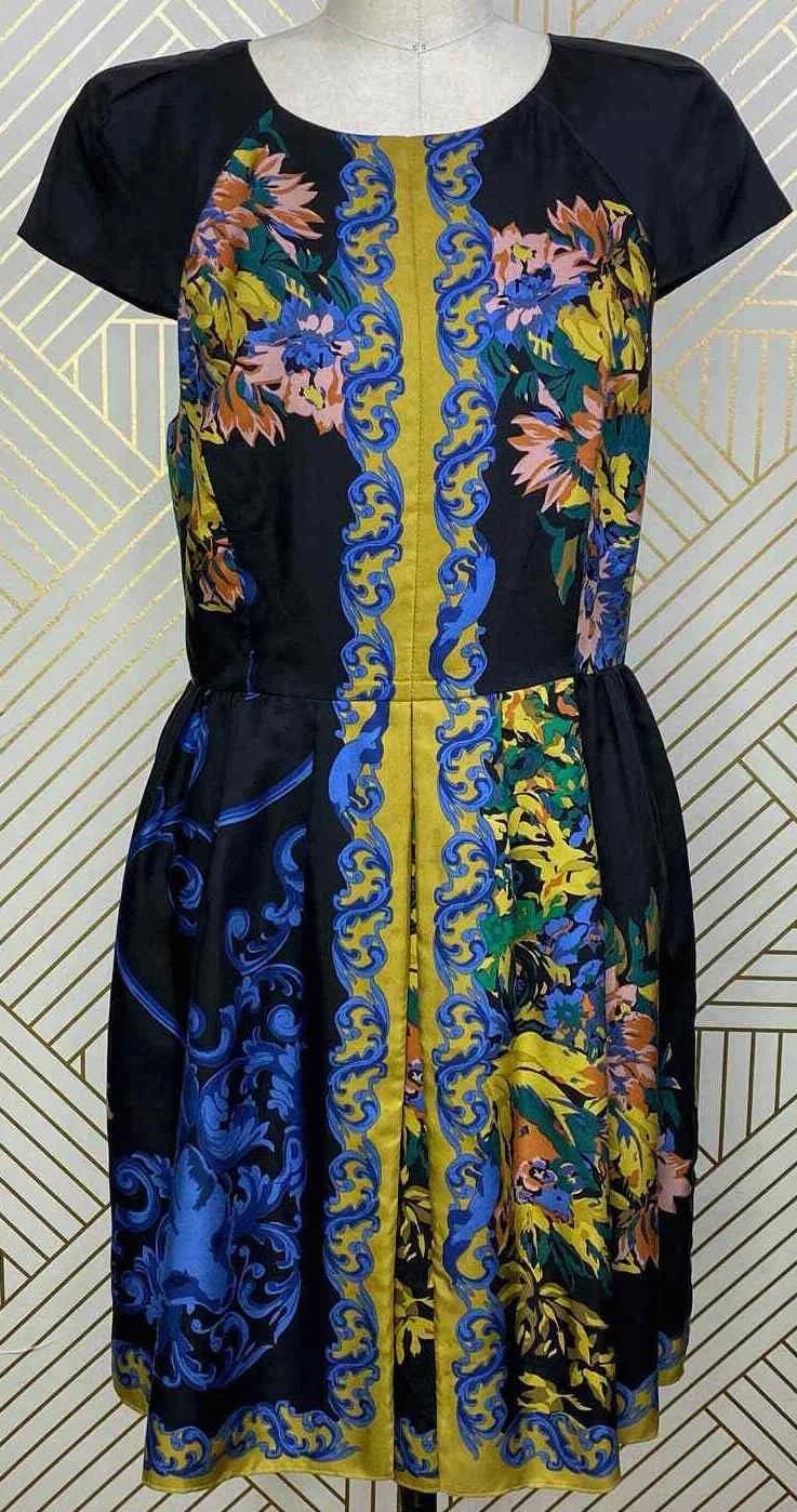 Tibi Baroque Scarf Print Dress in Black/Blue
