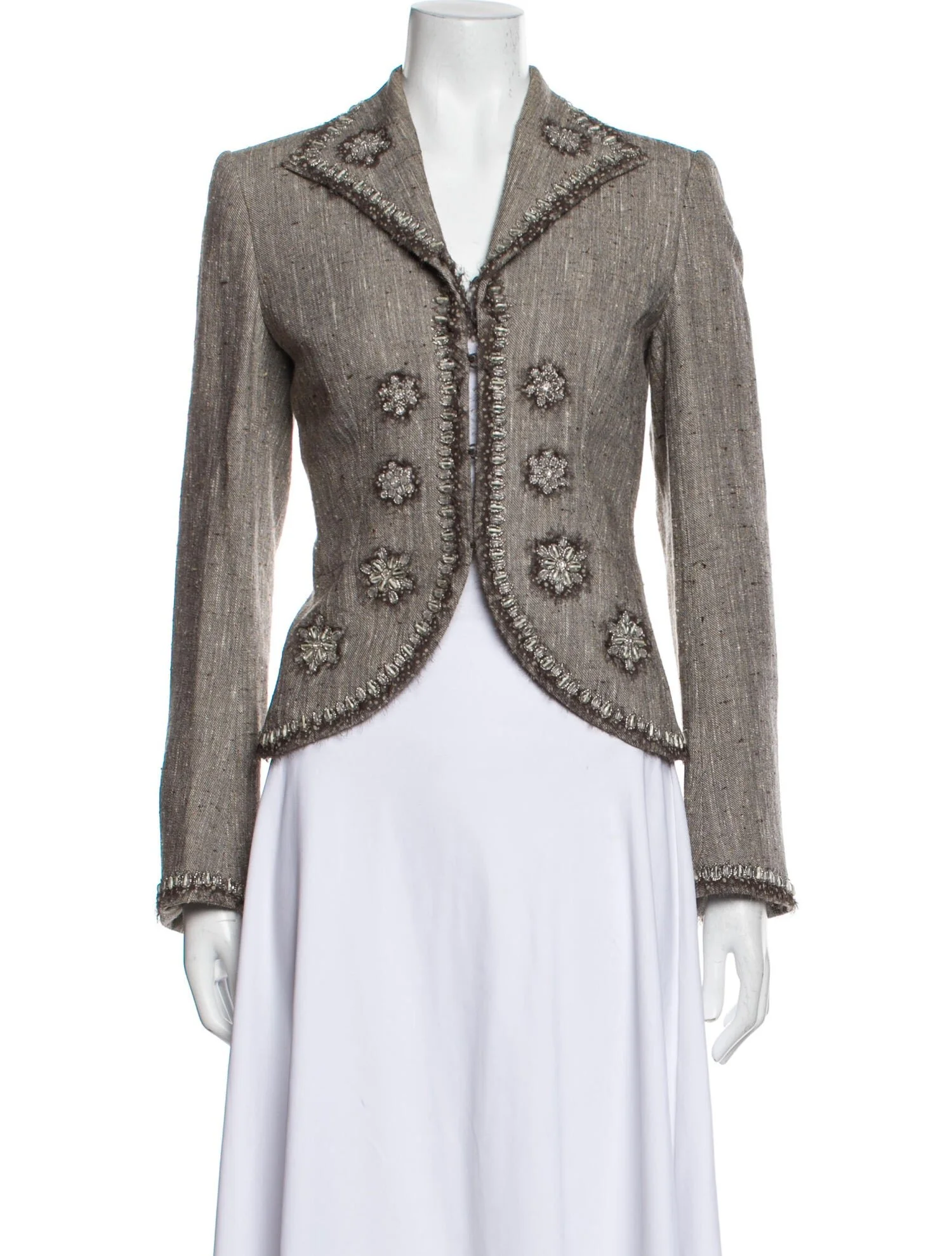Escada Crystal Embellished Tweed Blazer
