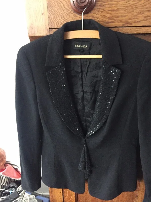 Escada Sequin Lapels Blazer in Black