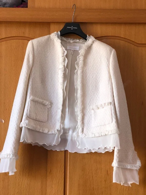 Escada Layered Tweed Jacket in White
