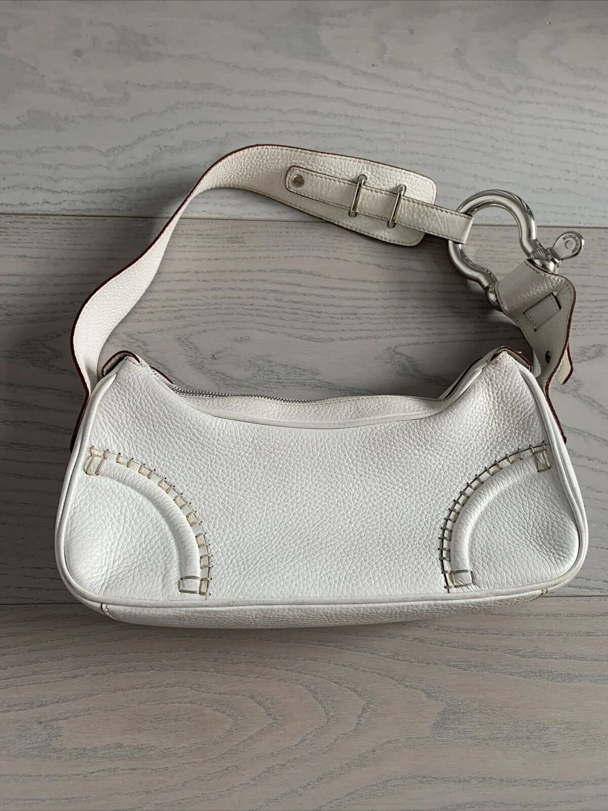 Burberry Vintage Leather Shoulder Bag in White