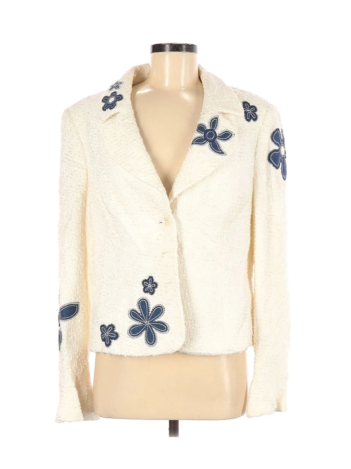 Escada Flower Embroidered Blazer in Ivory