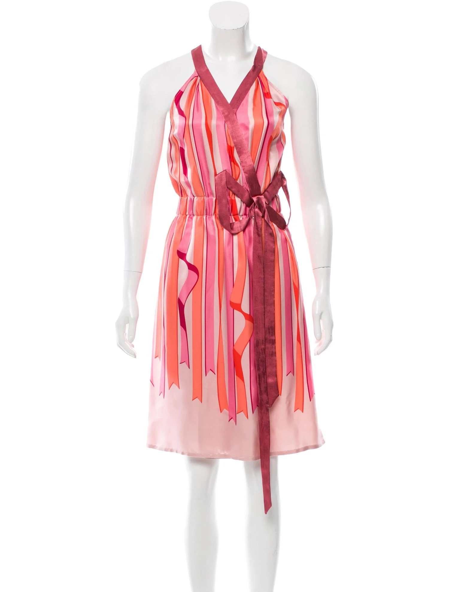 Viktor & Rolf Ribbon Print Satin Dress