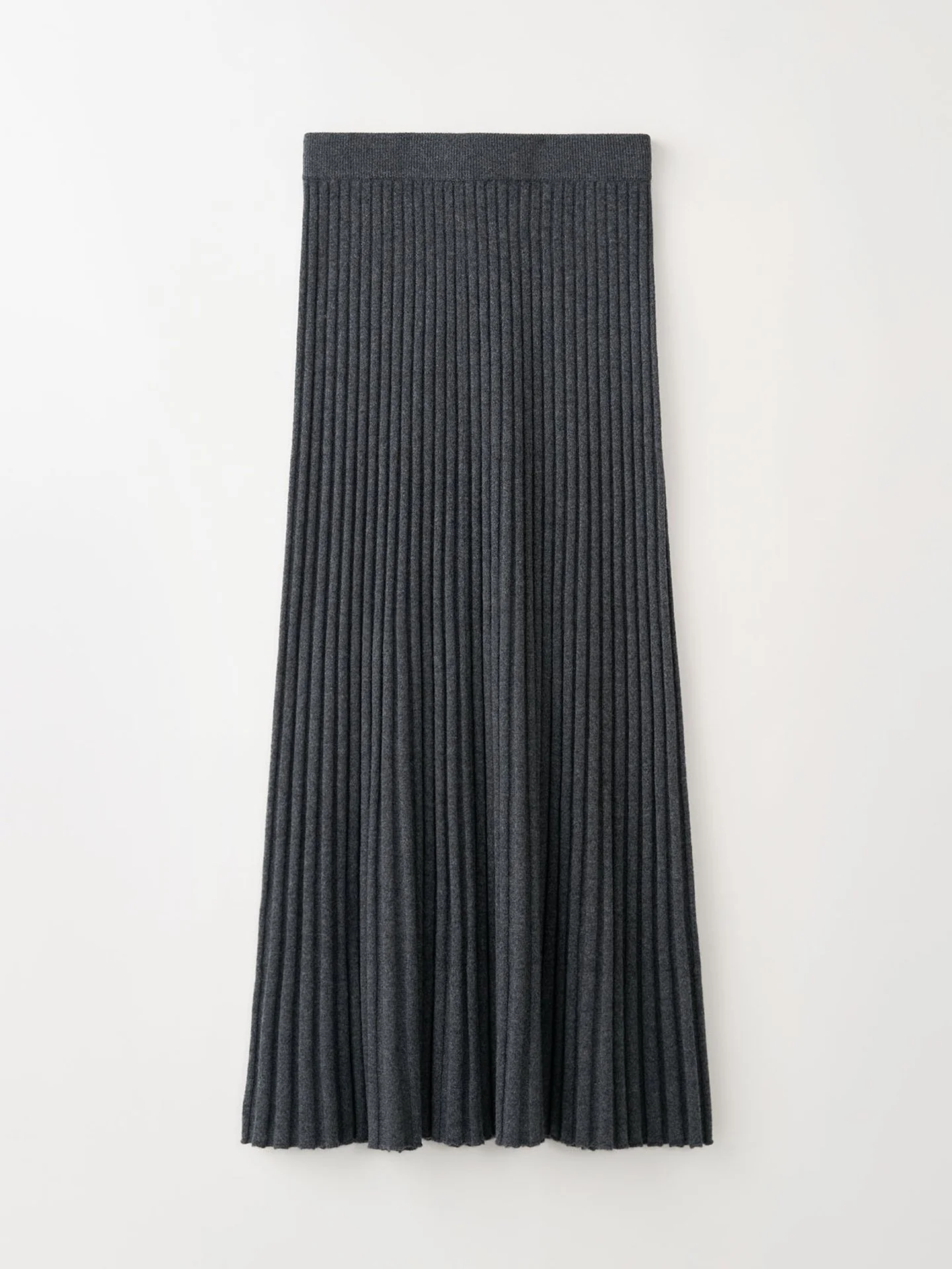 Soft Goat Ribbed Midi Skirt in Dark Grey