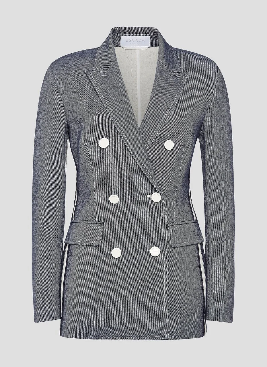 Escada Cotton Linen Blazer in Blue