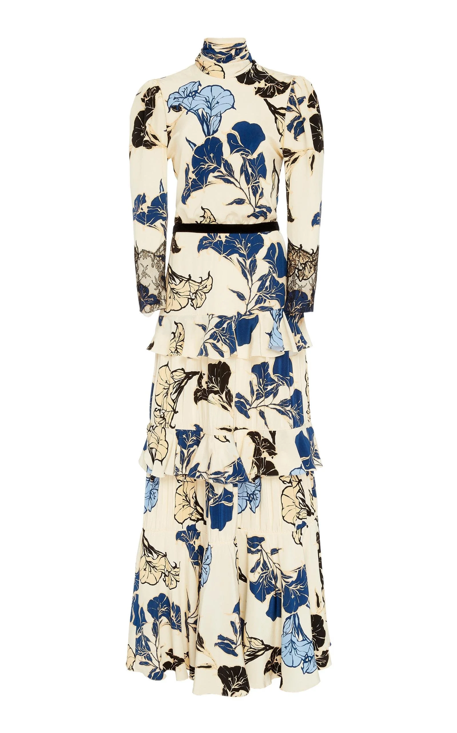 Johanna Ortiz Sheer Decoration Floral Silk Gown