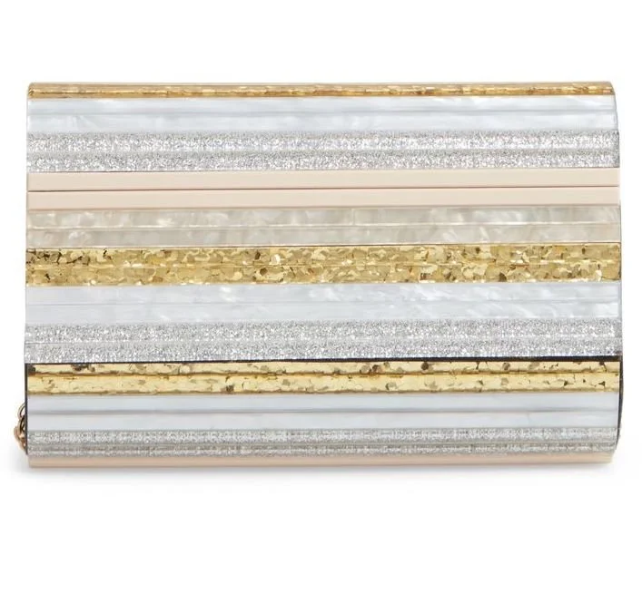 Kurt Geiger Striped Envelope Clutch in Nude