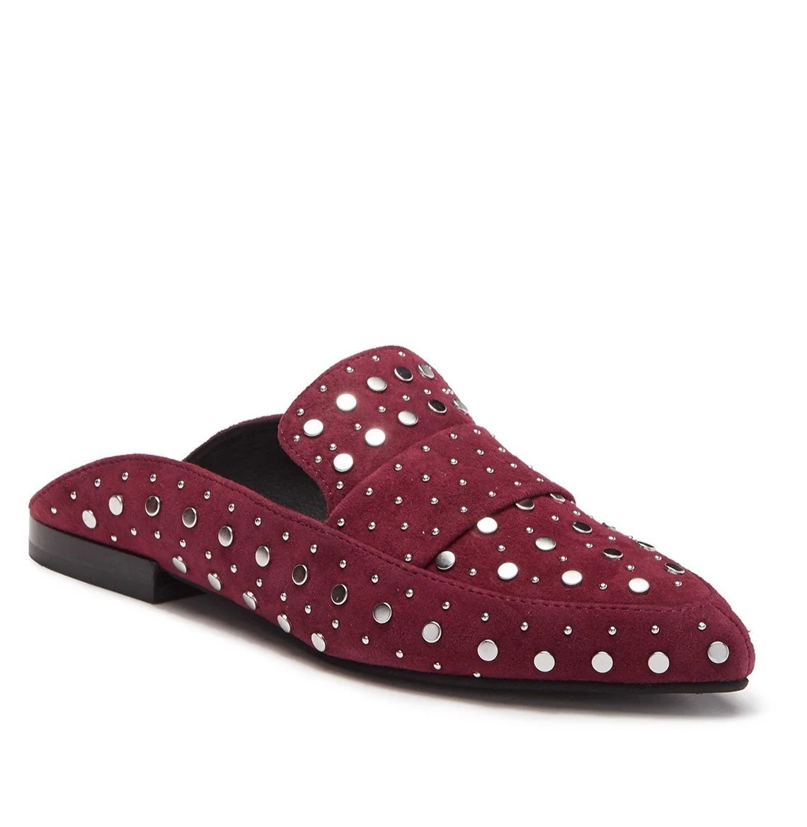 Kristin Cavallari for Chinese Laundry Charlie Studded Loafer Mule in Burgundy Suede