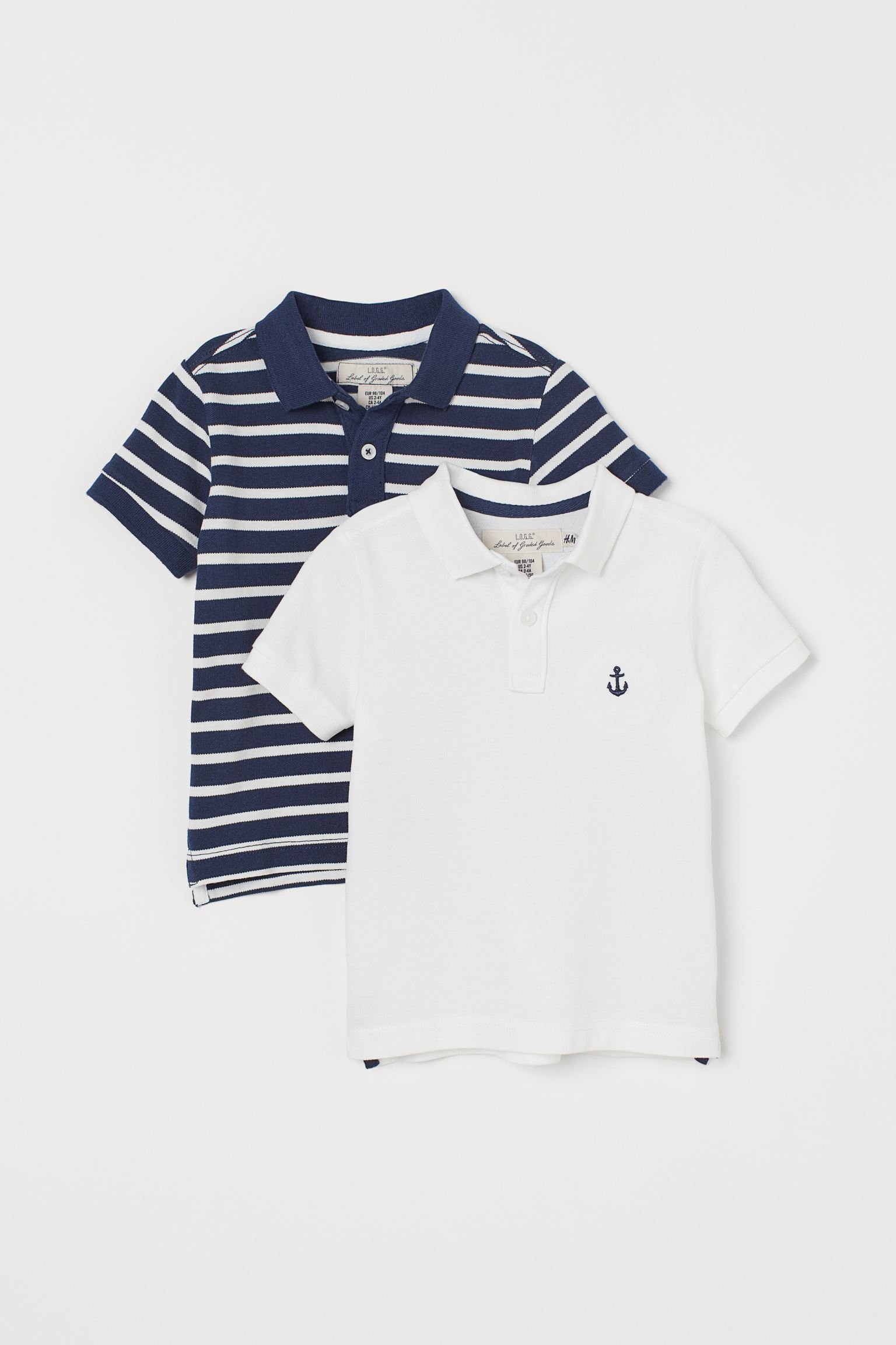 H&M 2-pack Polo Shirts in White Dark Blue Striped.jpg