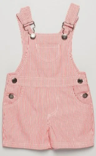 Neck and Neck Stripes Short Overalls in Red