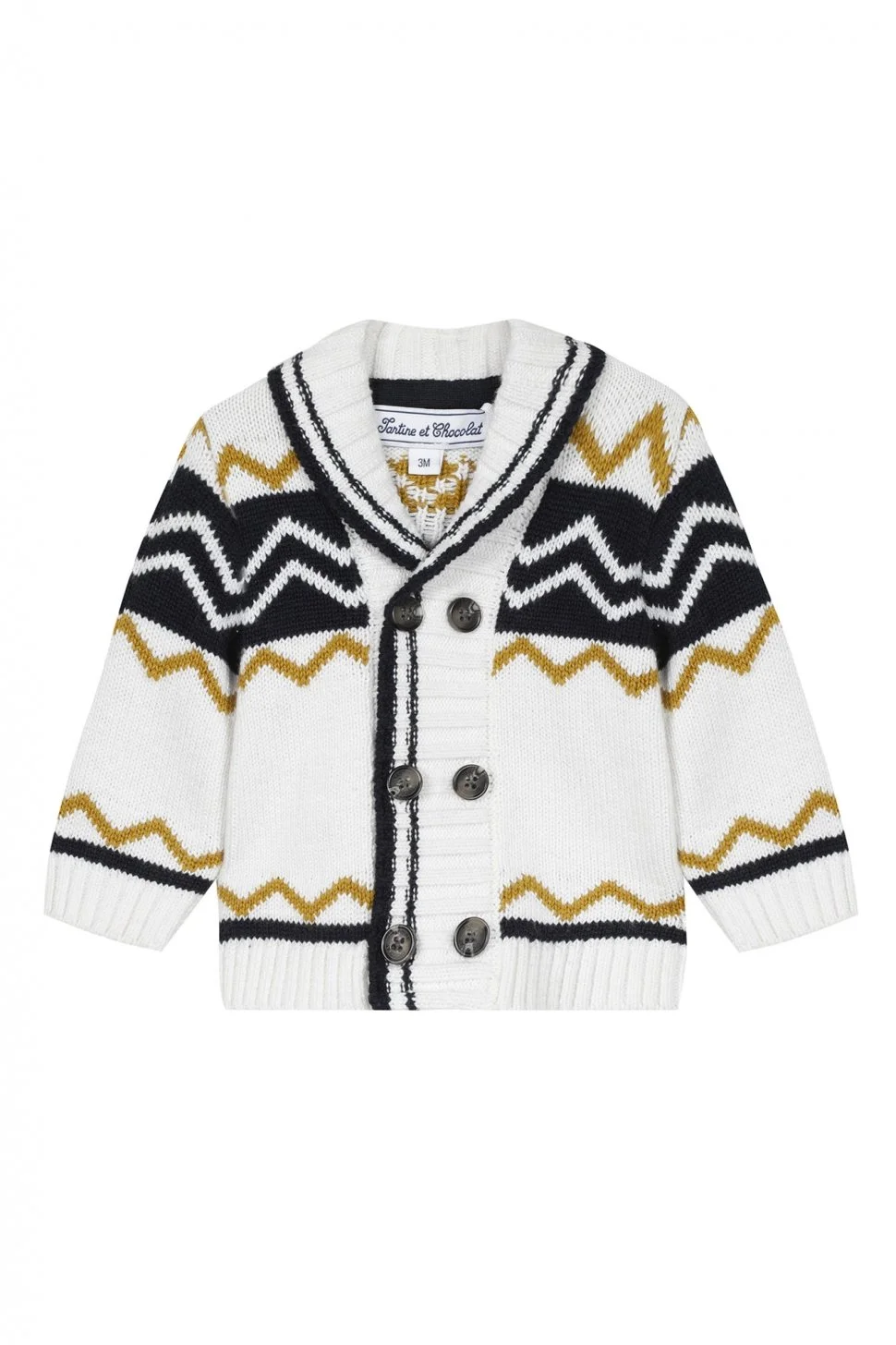 Tartine et Chocolat Mother-of-pearl Jacquard Knit Jacket