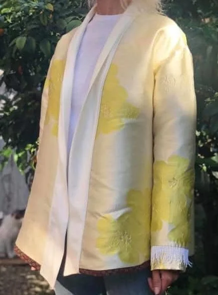 Anelore & Le Rêve... Brocade Woven Kimono Jacket in Yellow