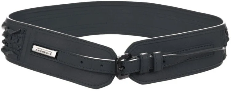 Burberry Ruffle Leather Waist Belt in Black