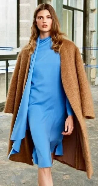 Natan Scarf Collar Dress in Blue