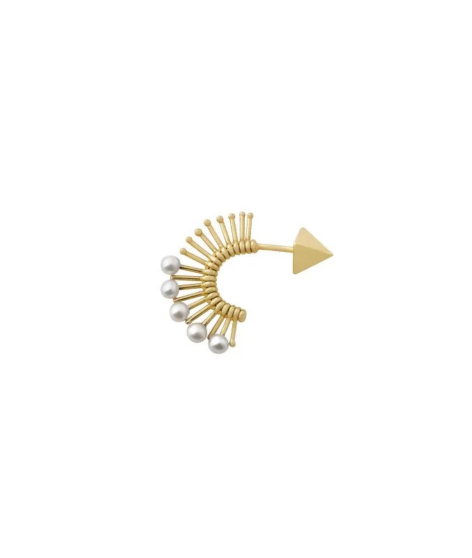 Peruffo Slide+Pearls Mini Mohawk Earring in Yellow Gold