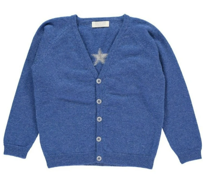 Olivier Baby Cashmere Cardigan with Star in Blue.png