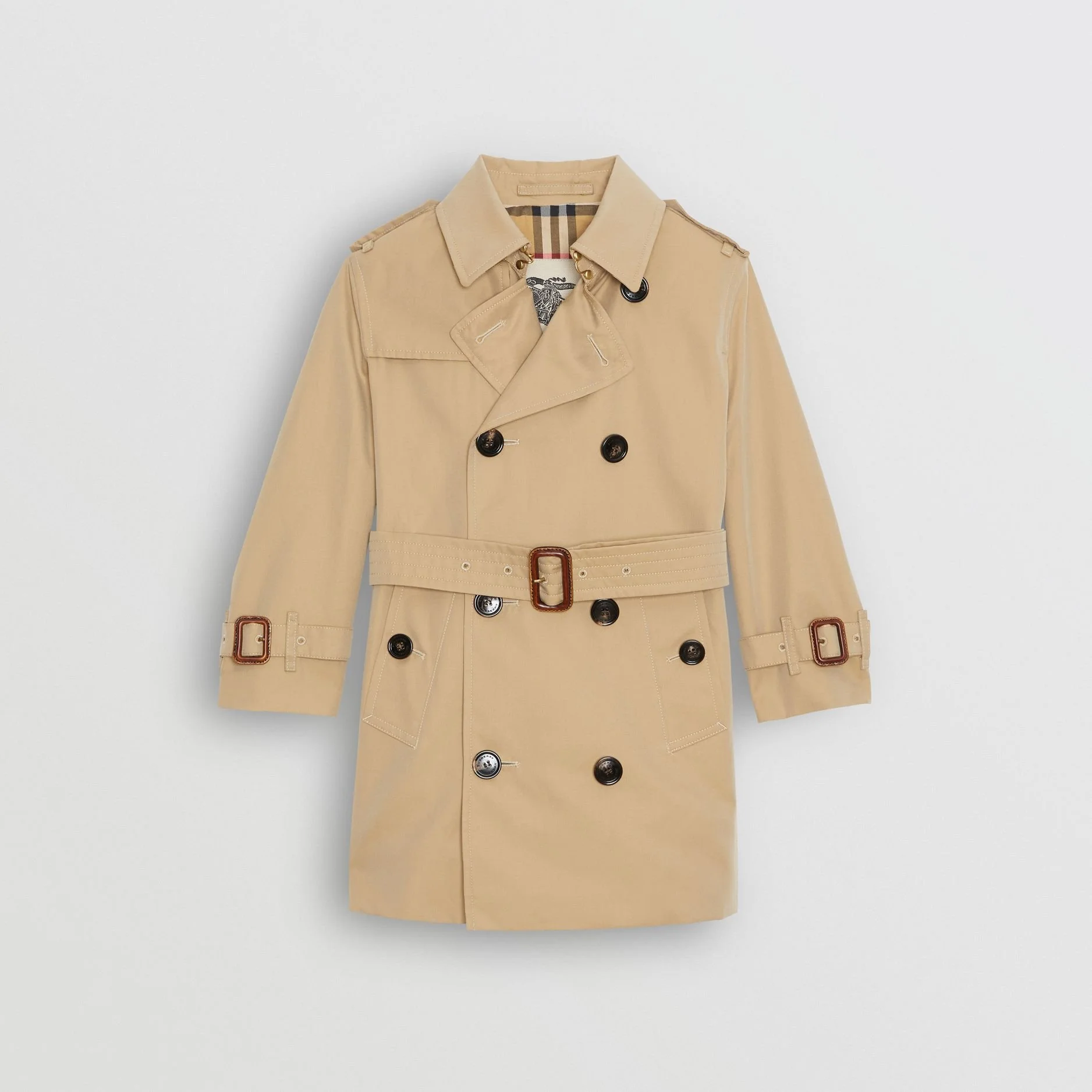 Burberry Kids Cotton Gabardine Trench Coat in Honey